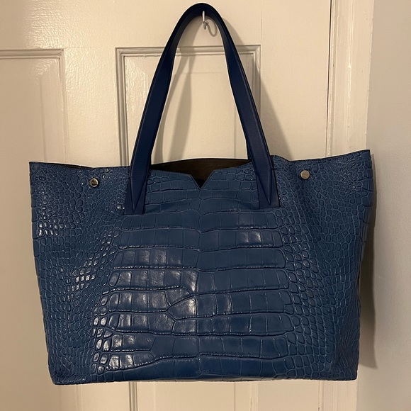 Vince Croc V Tote in Blue - Picture 1 of 5